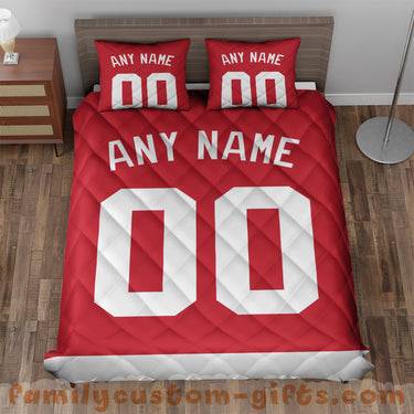 Custom Quilt Sets Detroit Jersey Personalized Ice hockey Premium Quilt Bedding for Men Women